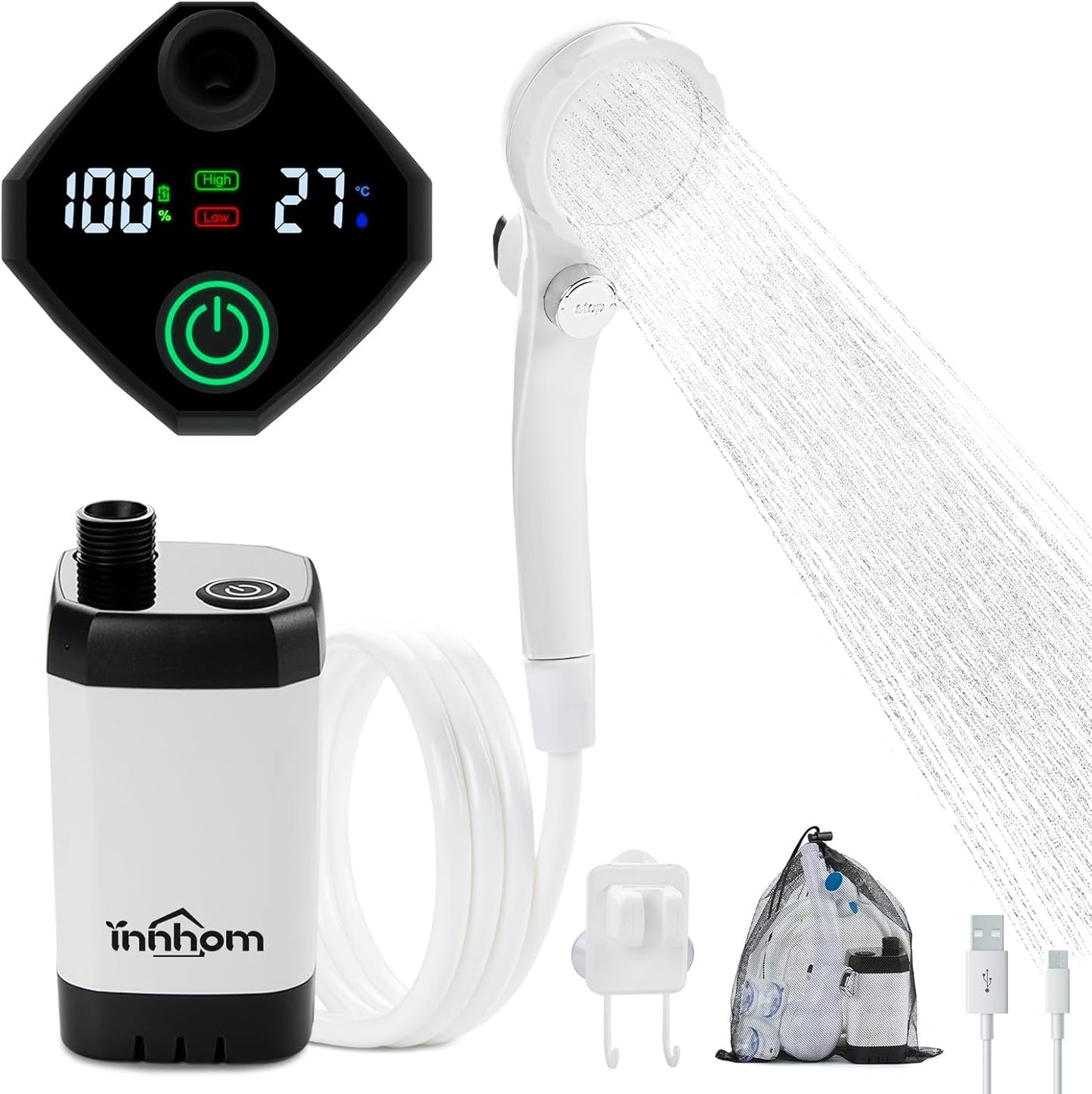 Rechargeable Portable Camping Shower with LED Display