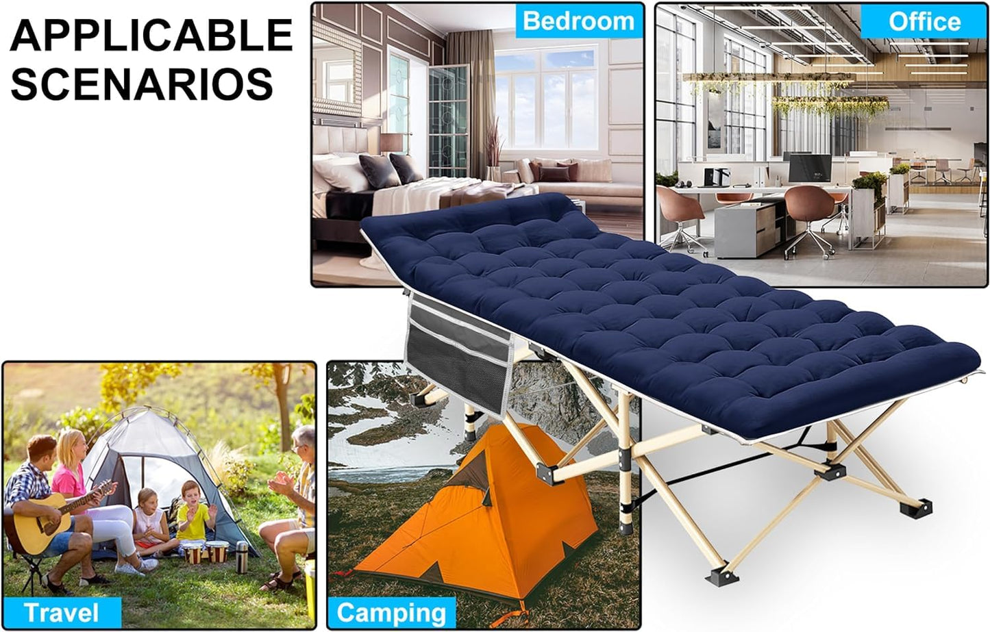 2-Pack Heavy-Duty Folding Camping Cots with Carry Bag