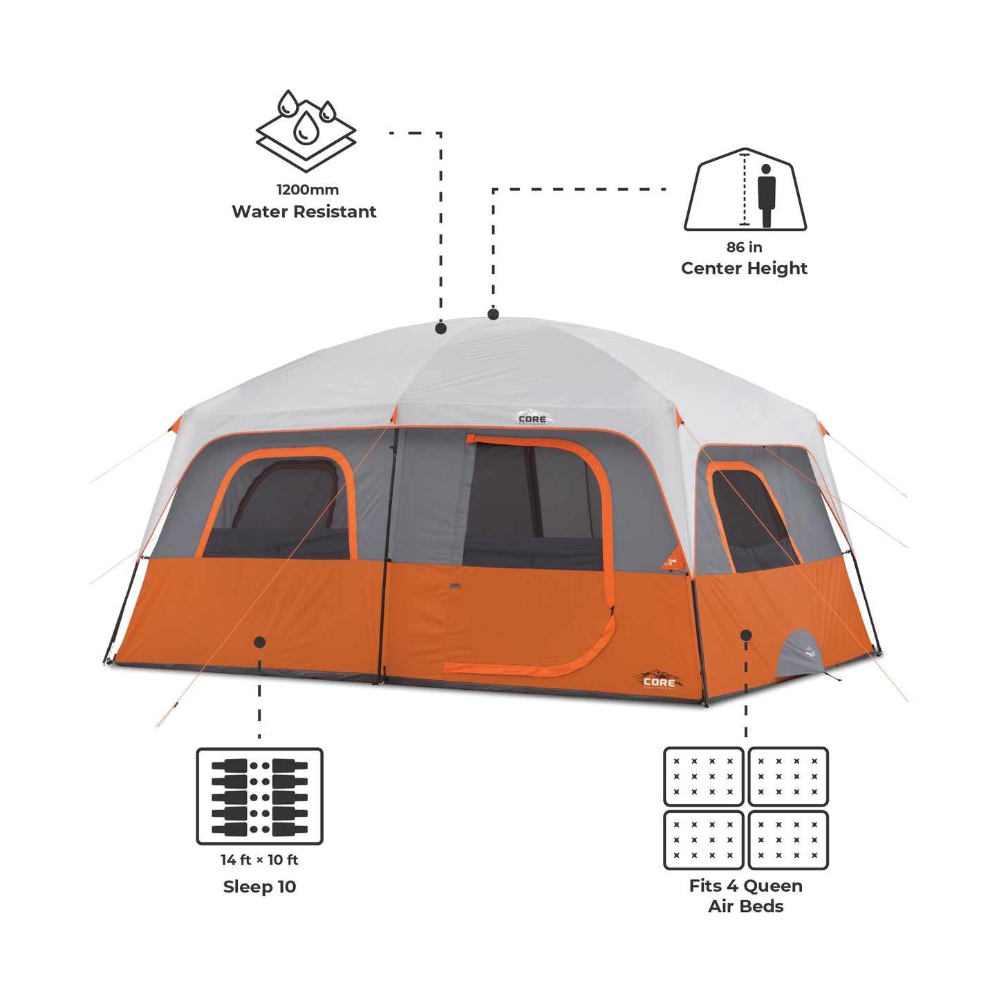 Large Multi-Room Cabin Tent for Family Camping