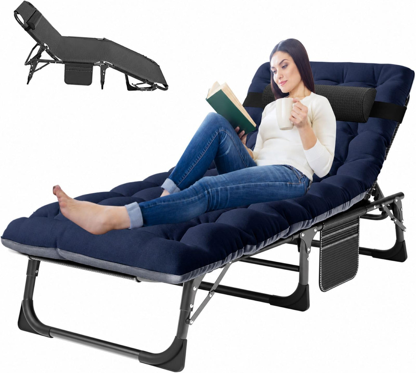 Extra-Wide Heavy-Duty Folding Camping Cot with Carry Bag