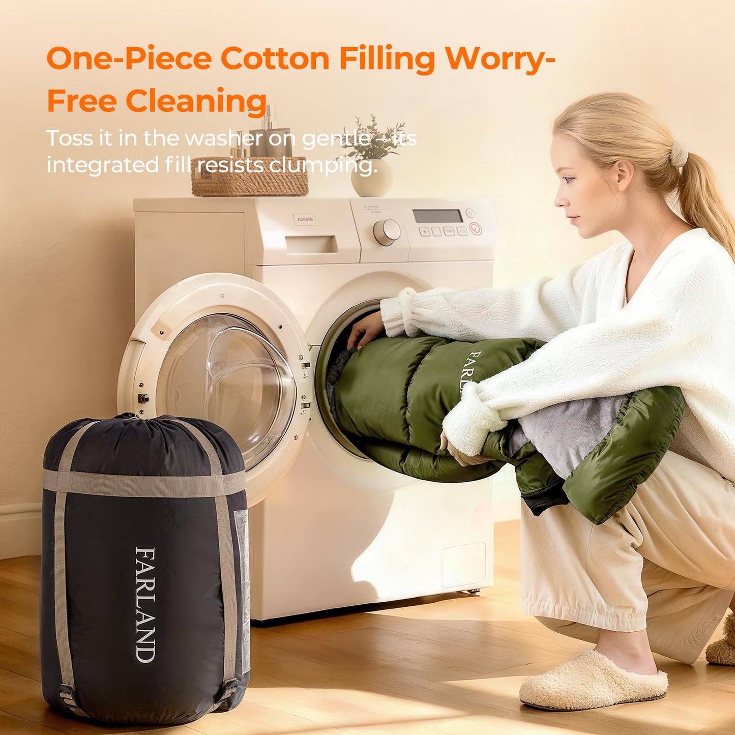 Fleece-Lined All-Season Sleeping Bag with Compression Sack