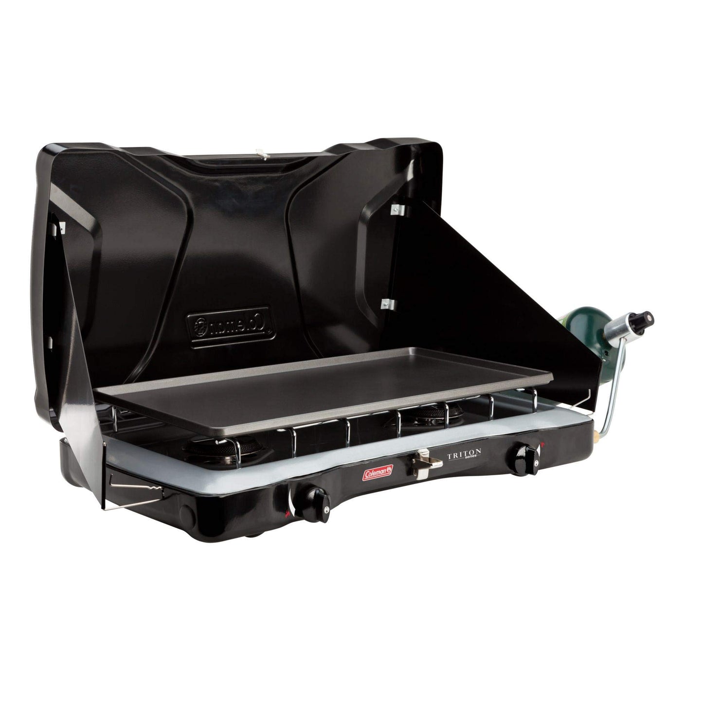 Portable 2-Burner Propane Camping Stove with Wind Guards