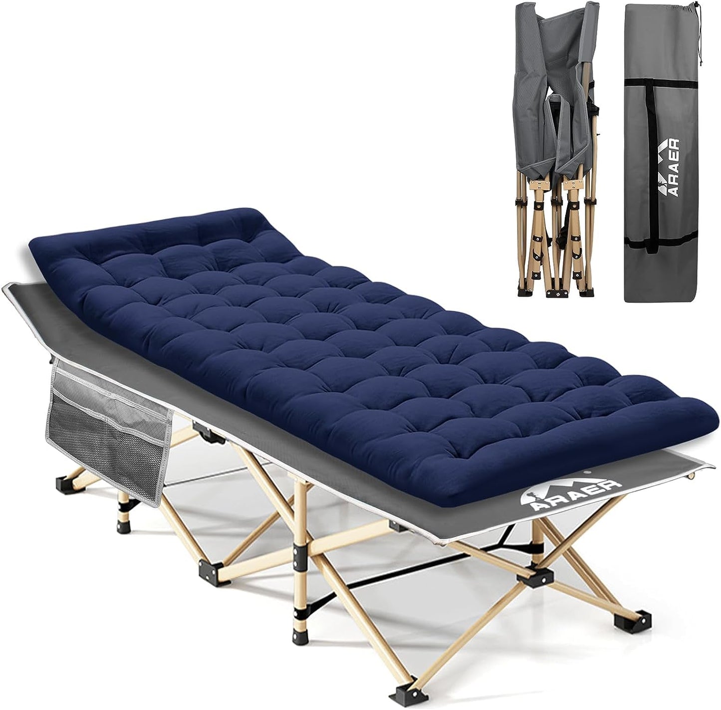 2-Pack Heavy-Duty Folding Camping Cots with Carry Bag