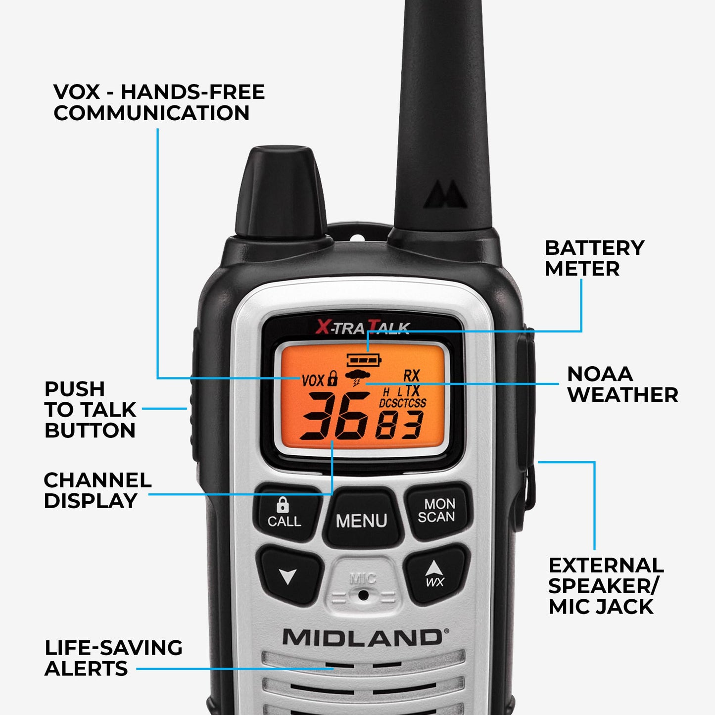 36-Channel Long-Range Two-Way Radios with NOAA Weather Alerts