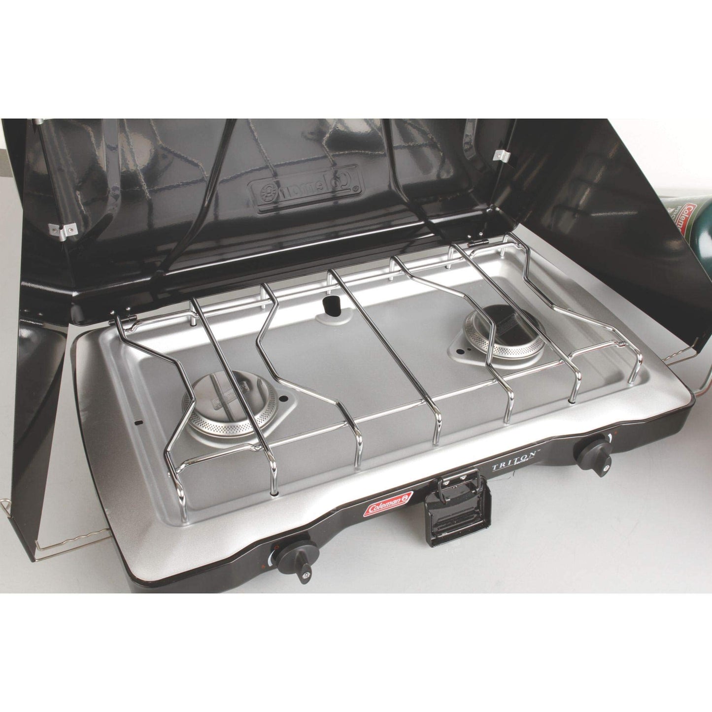 Portable 2-Burner Propane Camping Stove with Wind Guards