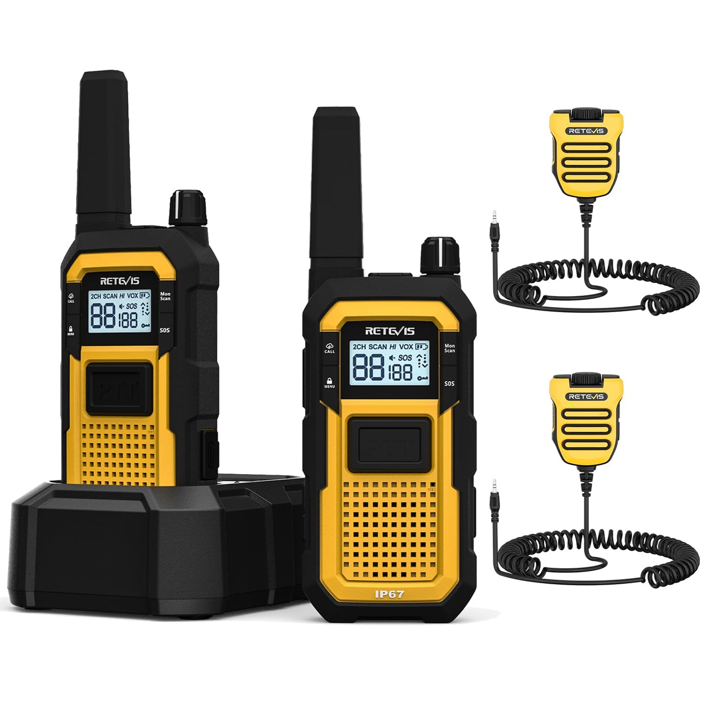 Retevis RB48 Waterproof Heavy Duty Walkie Talkies(2 Pack) Yellow