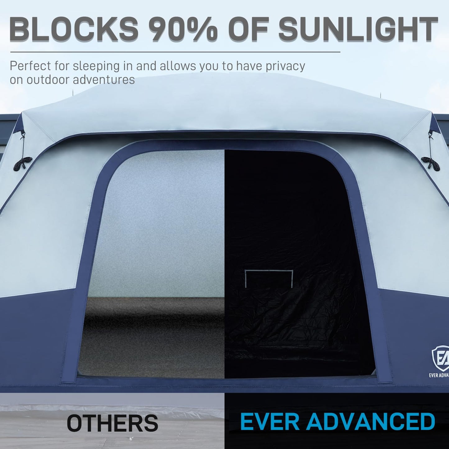 10-Person Multi-Room Blackout Camping Tent with Rainfly