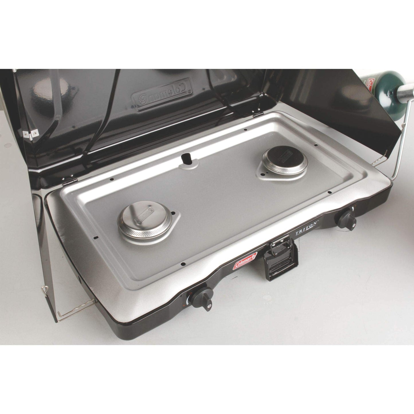 Portable 2-Burner Propane Camping Stove with Wind Guards