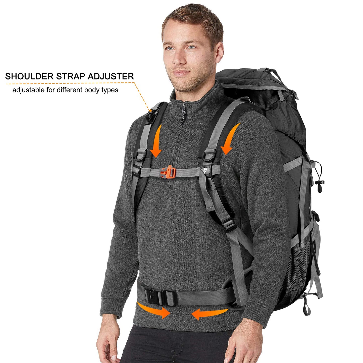 Waterproof 50L Hiking Backpack with Rain Cover