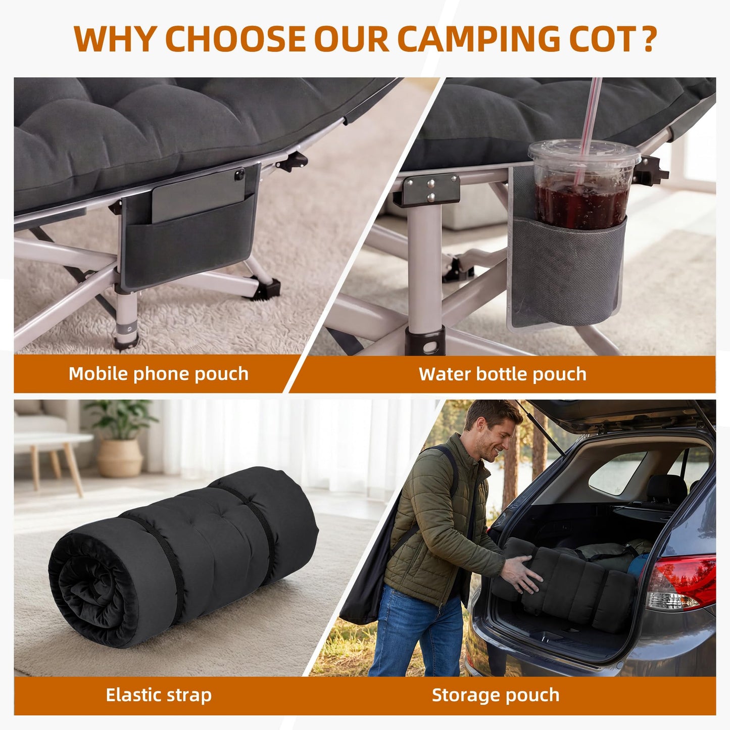 LUCKPRO Folding Camping Cot for Adults