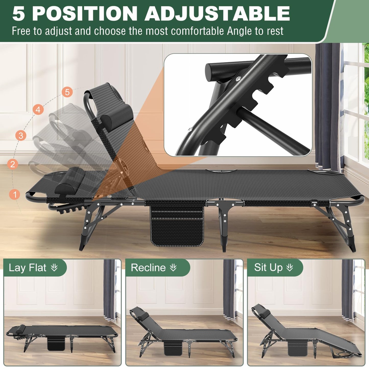Extra-Wide Heavy-Duty Folding Camping Cot with Carry Bag
