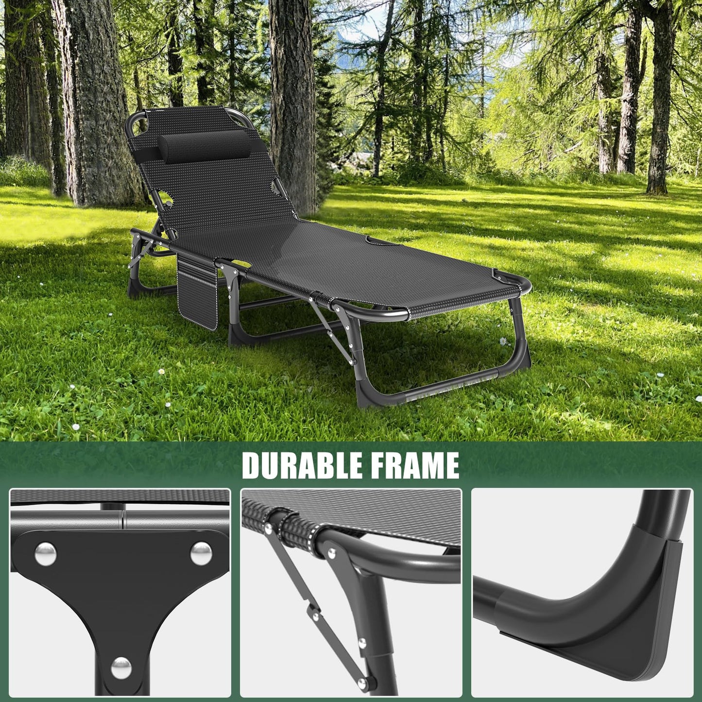 Extra-Wide Heavy-Duty Folding Camping Cot with Carry Bag