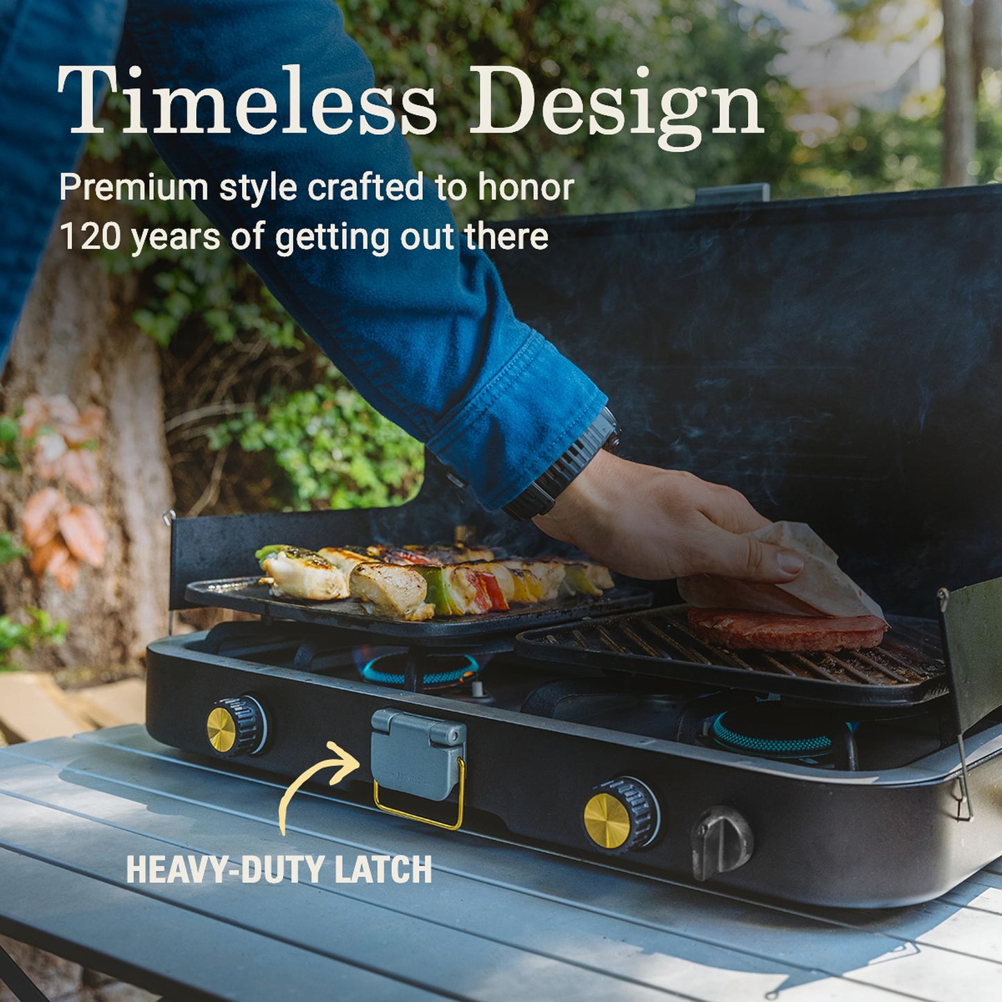 3-in-1 Propane Camping Stove with Grill and Griddle