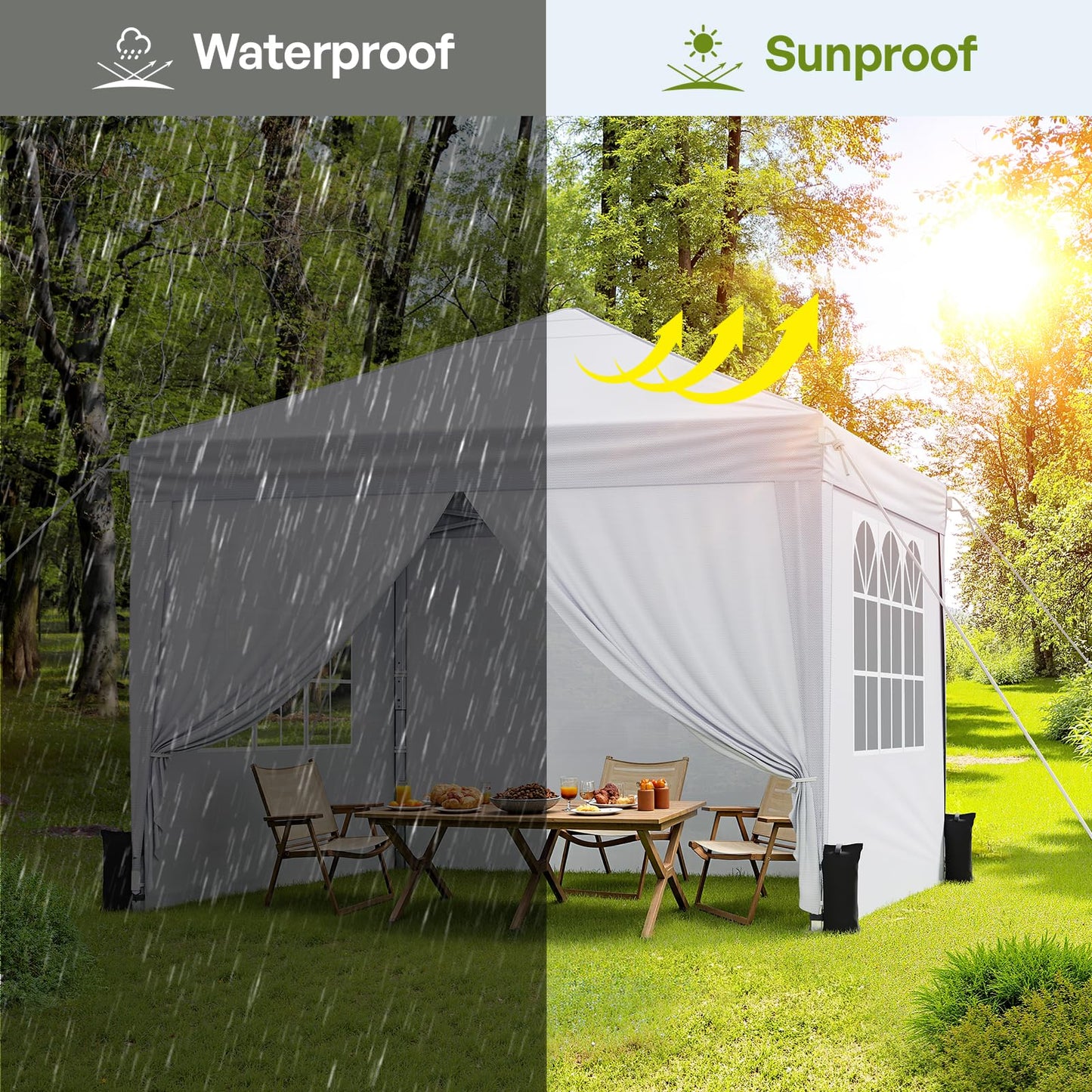 10x10 Pop-Up Canopy Tent with Sidewalls & Carry Bag