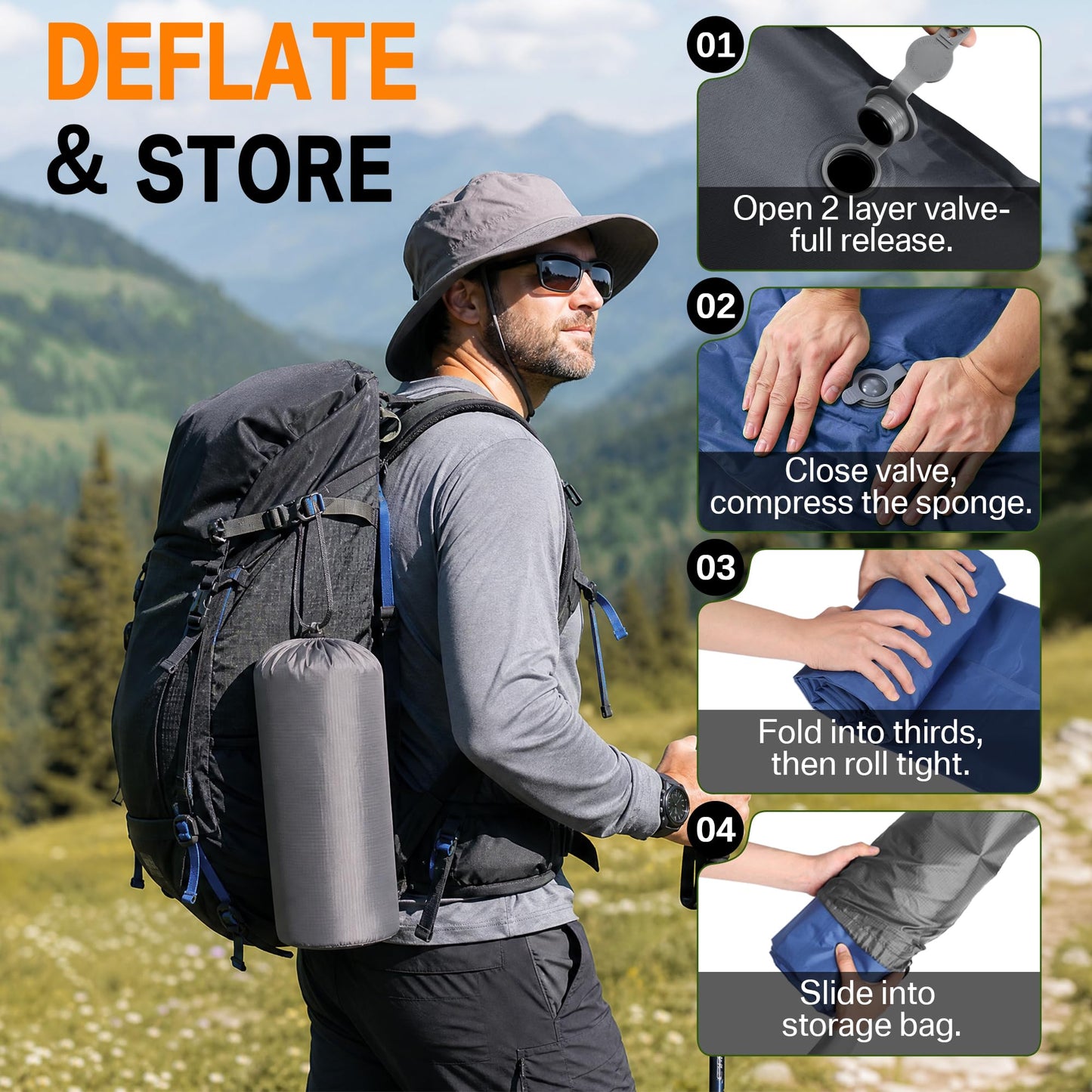 Extra-Thick Sleeping Pad with Built-In Pillow and Foot Pump