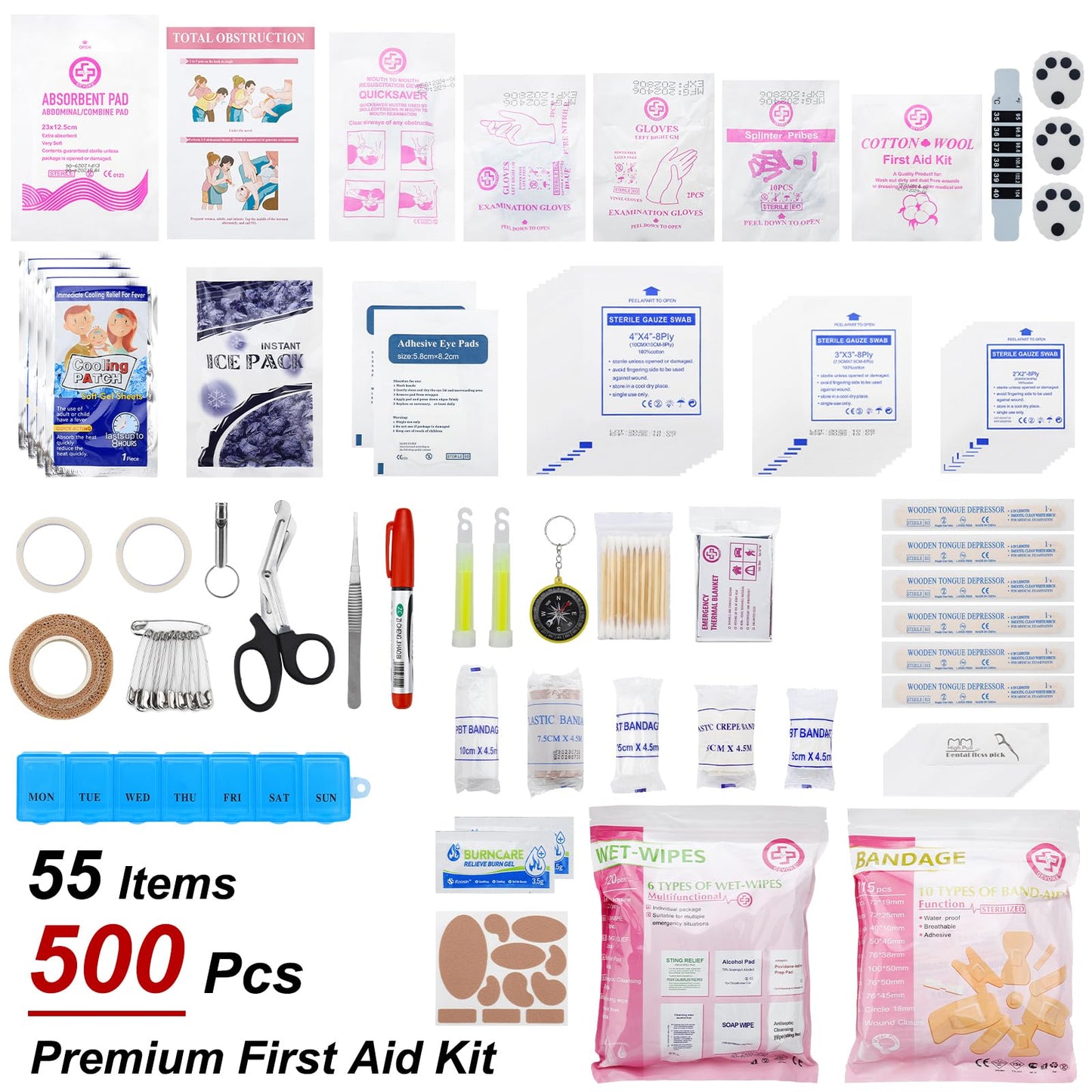 500-Piece Emergency First Aid Kit for Home, Travel and Outdoors