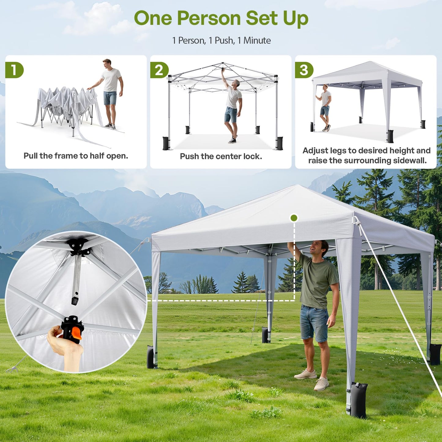 10x10 Pop-Up Canopy Tent with Sidewalls & Carry Bag