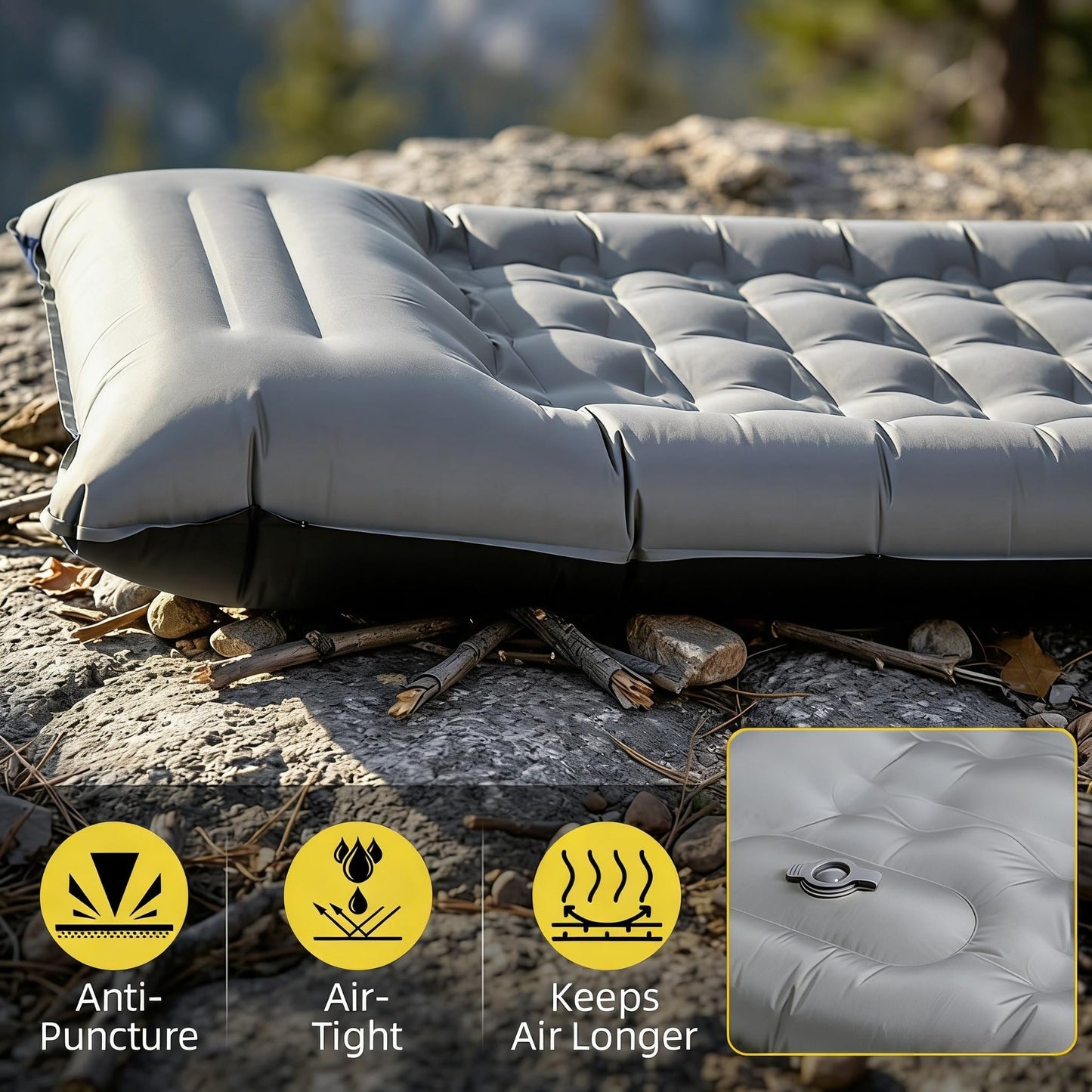 6-Inch Inflatable Sleeping Pad with Pillow and Foot Pump