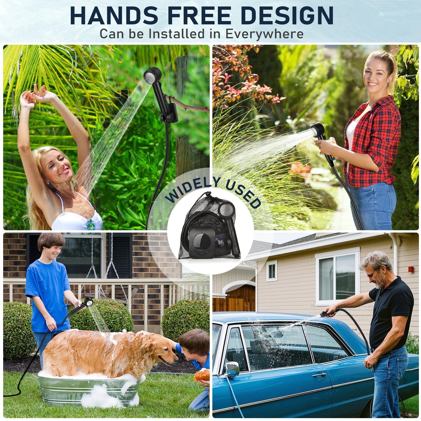 Rechargeable Portable Camping Shower with 5 Adjustable Speeds