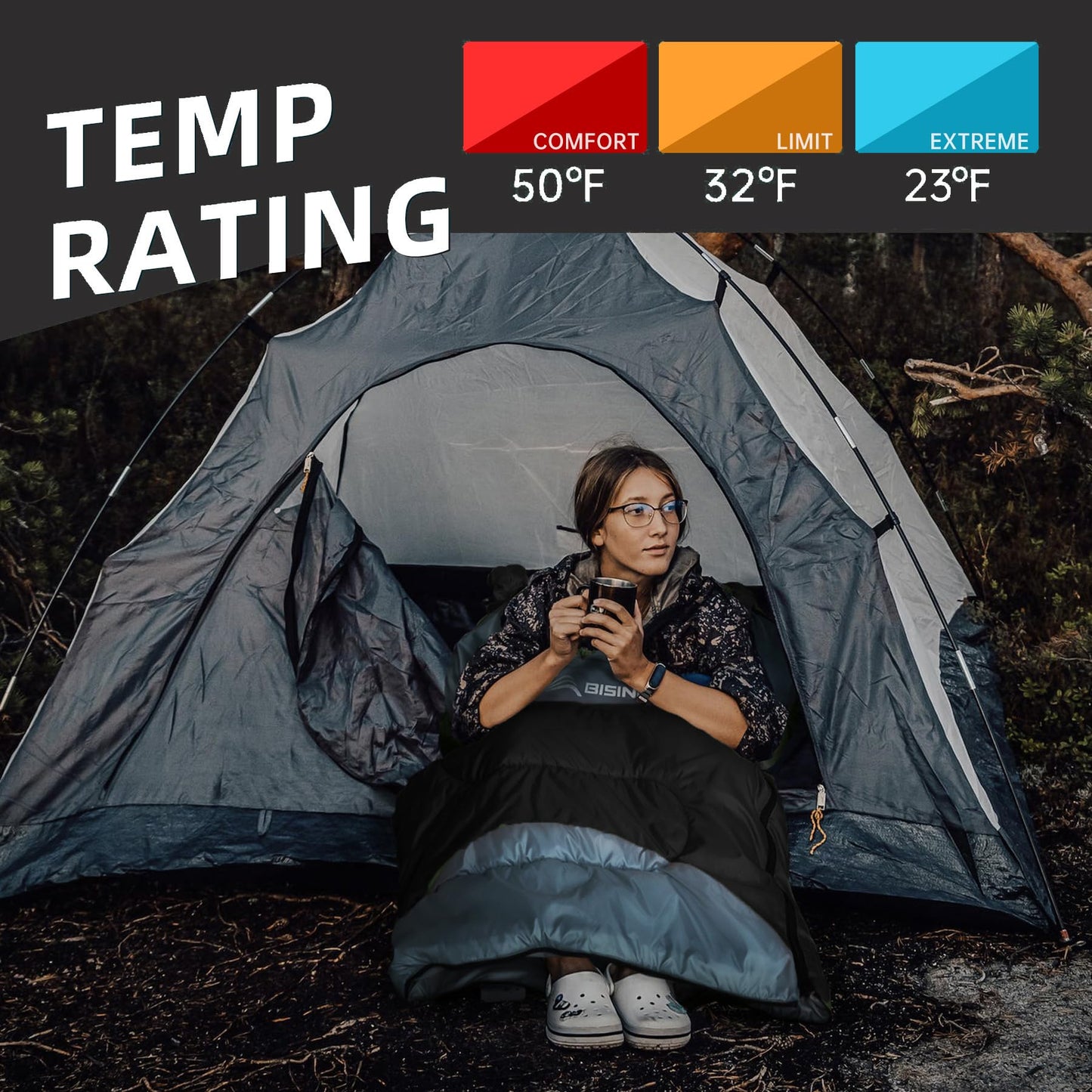0°F Winter Sleeping Bag with Pillow and Compression Sack