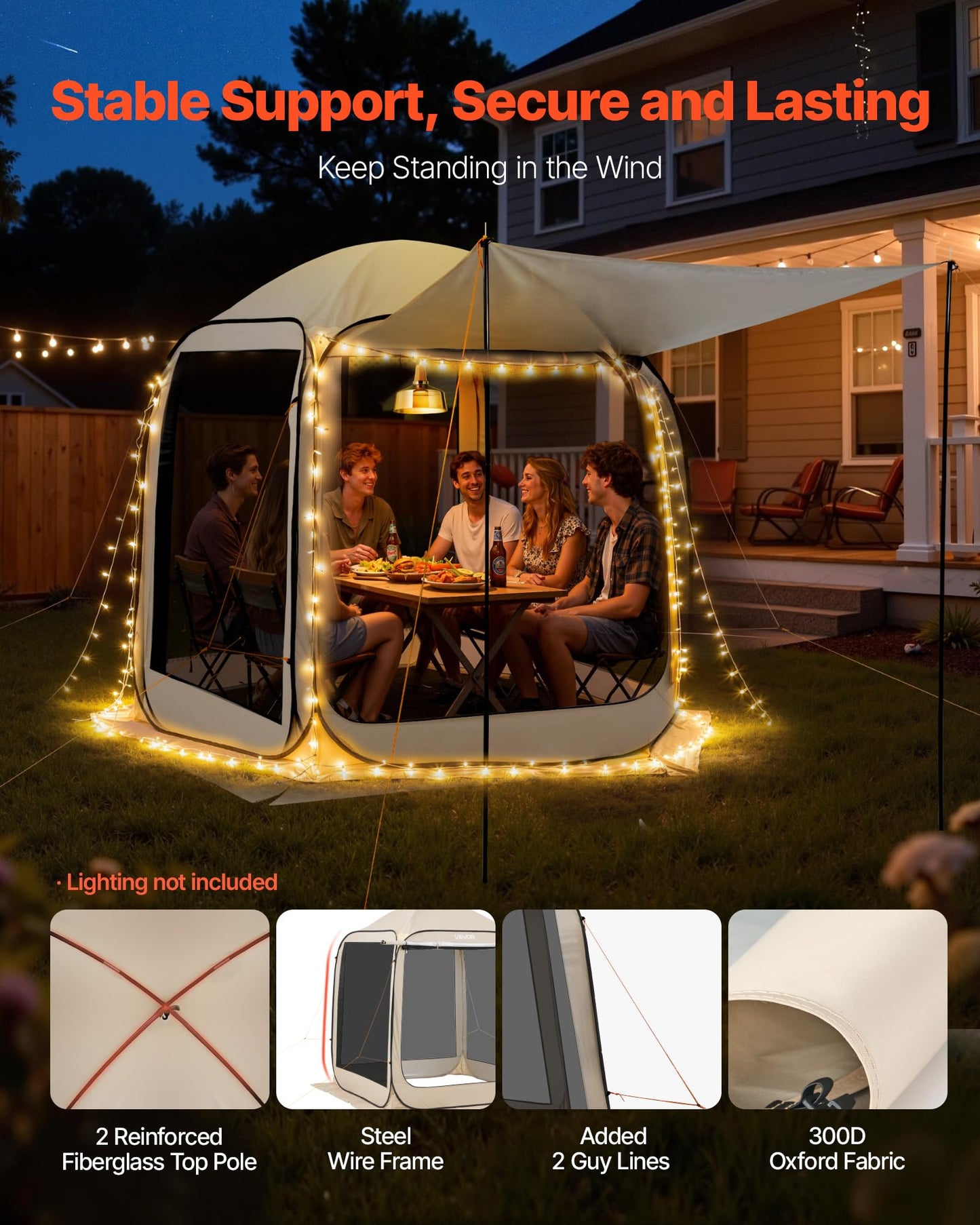 Portable Pop-Up Screen House Tent for 4–8 People