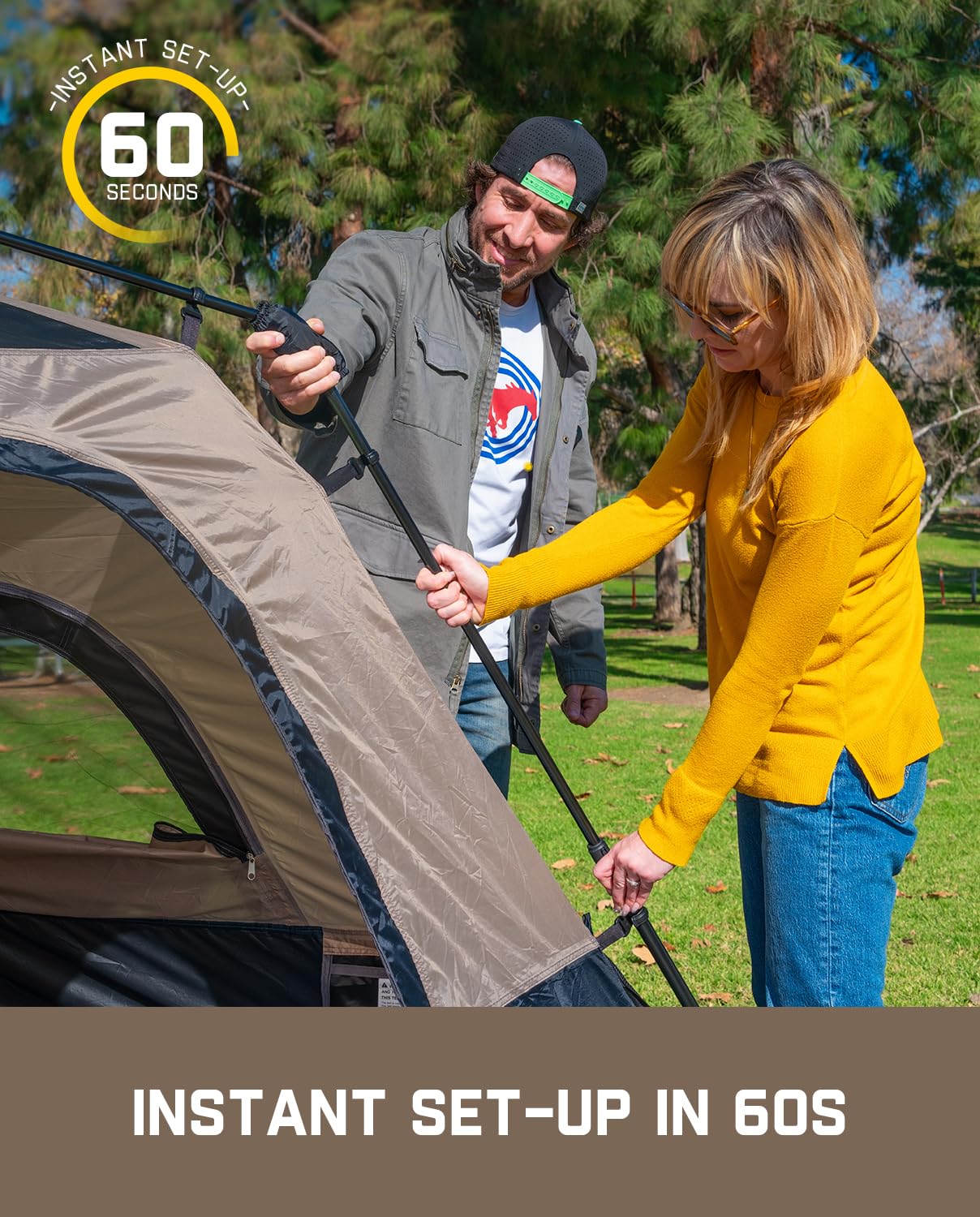 Instant Cabin Camping Tent with Rainfly and Carry Bag