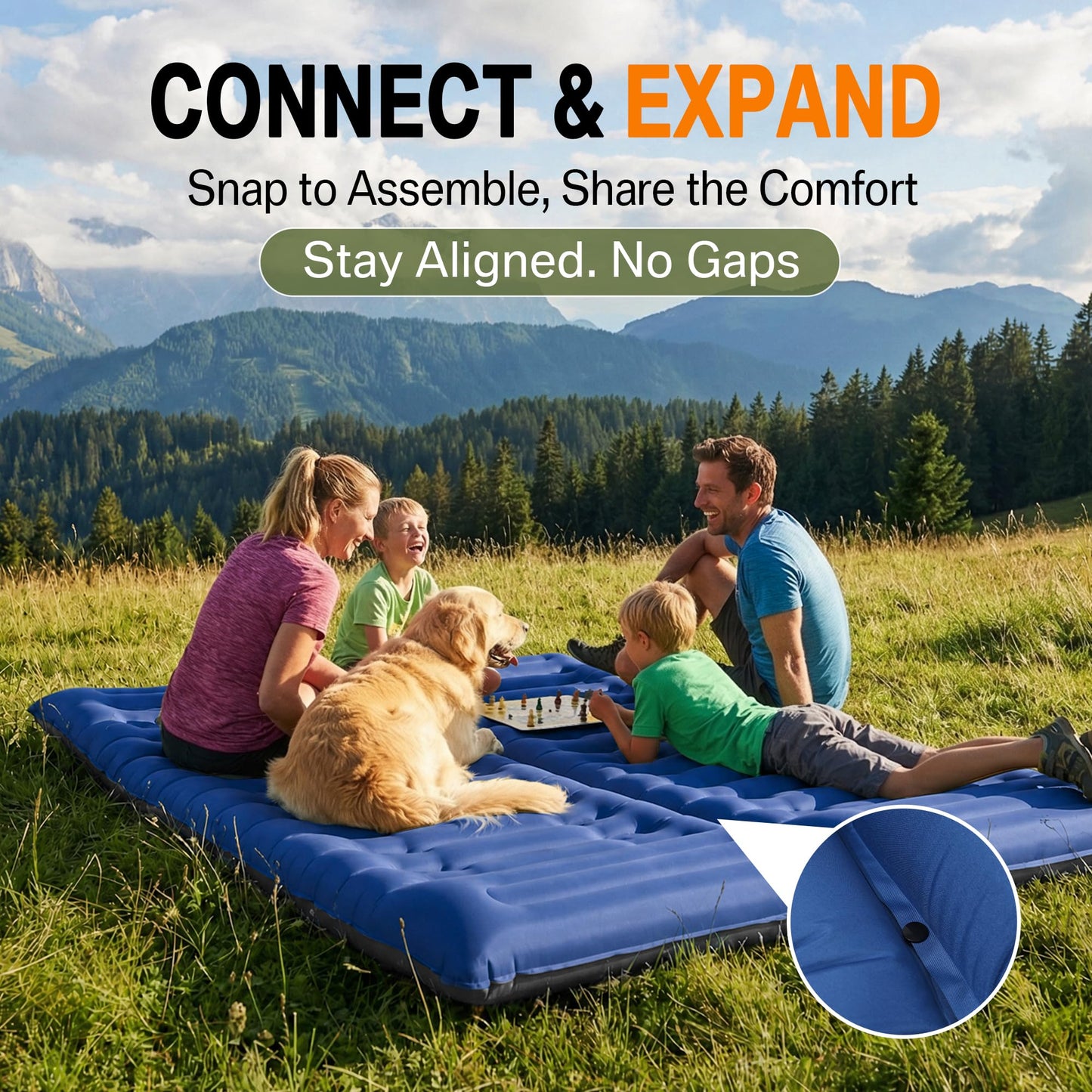 Extra-Thick Sleeping Pad with Built-In Pillow and Foot Pump