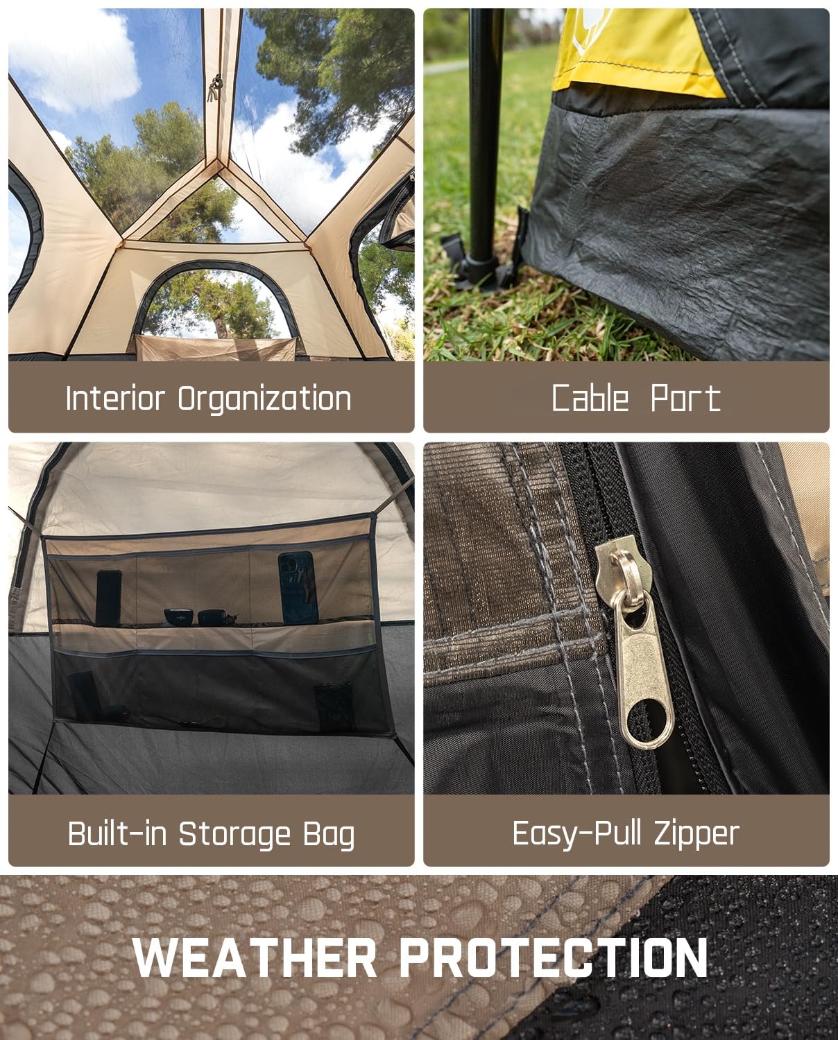 Instant Cabin Camping Tent with Rainfly and Carry Bag