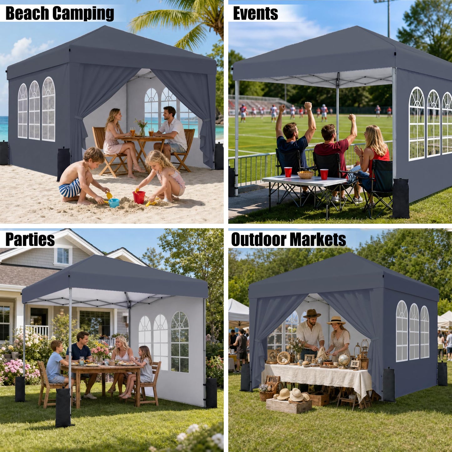 10x10 Pop-Up Canopy Tent with Sidewalls & Carry Bag