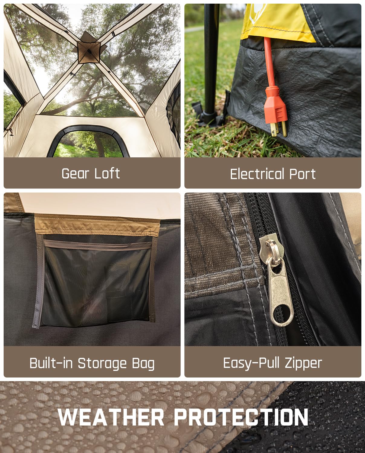Instant Cabin Camping Tent with Rainfly and Carry Bag