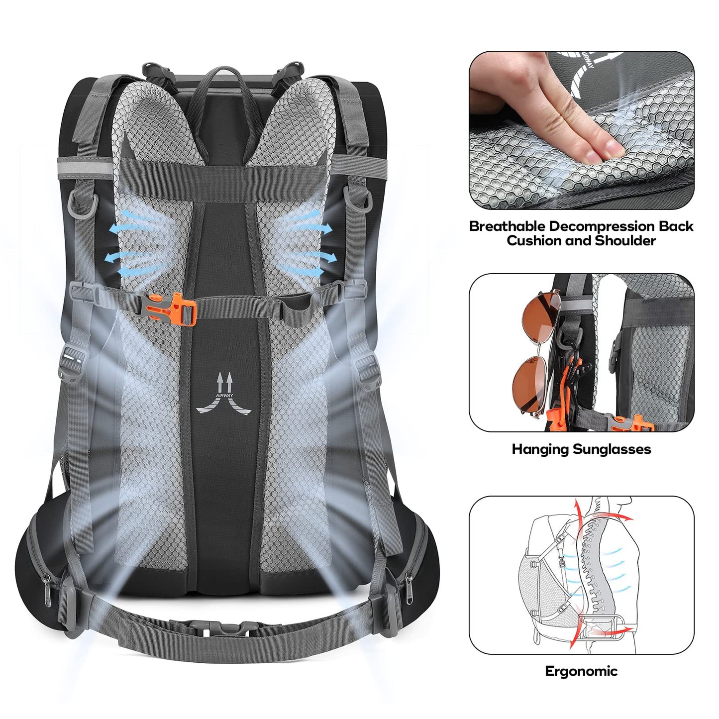 Waterproof 40L Hiking Backpack with Rain Cover