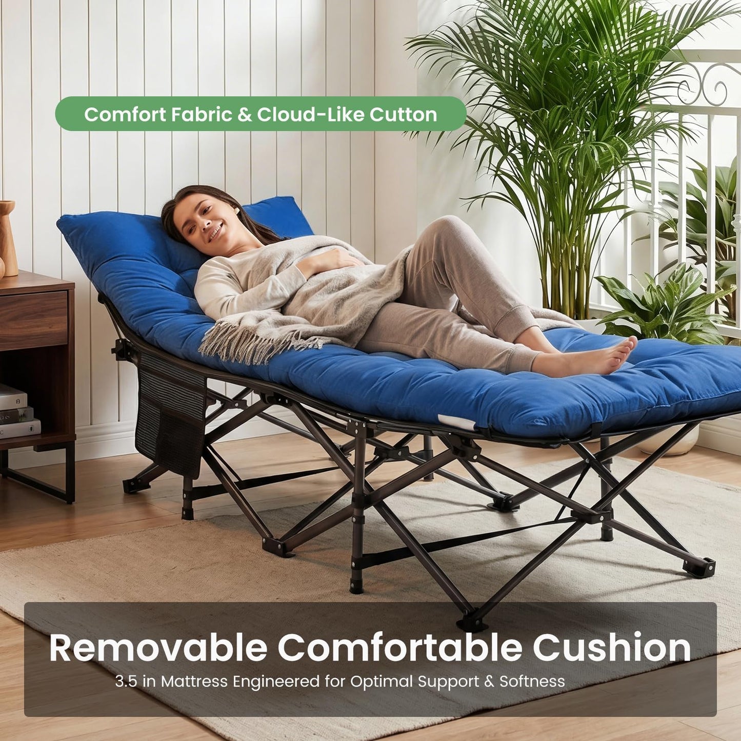 Portable Folding Camping Cot with 3.5-Inch Cushion