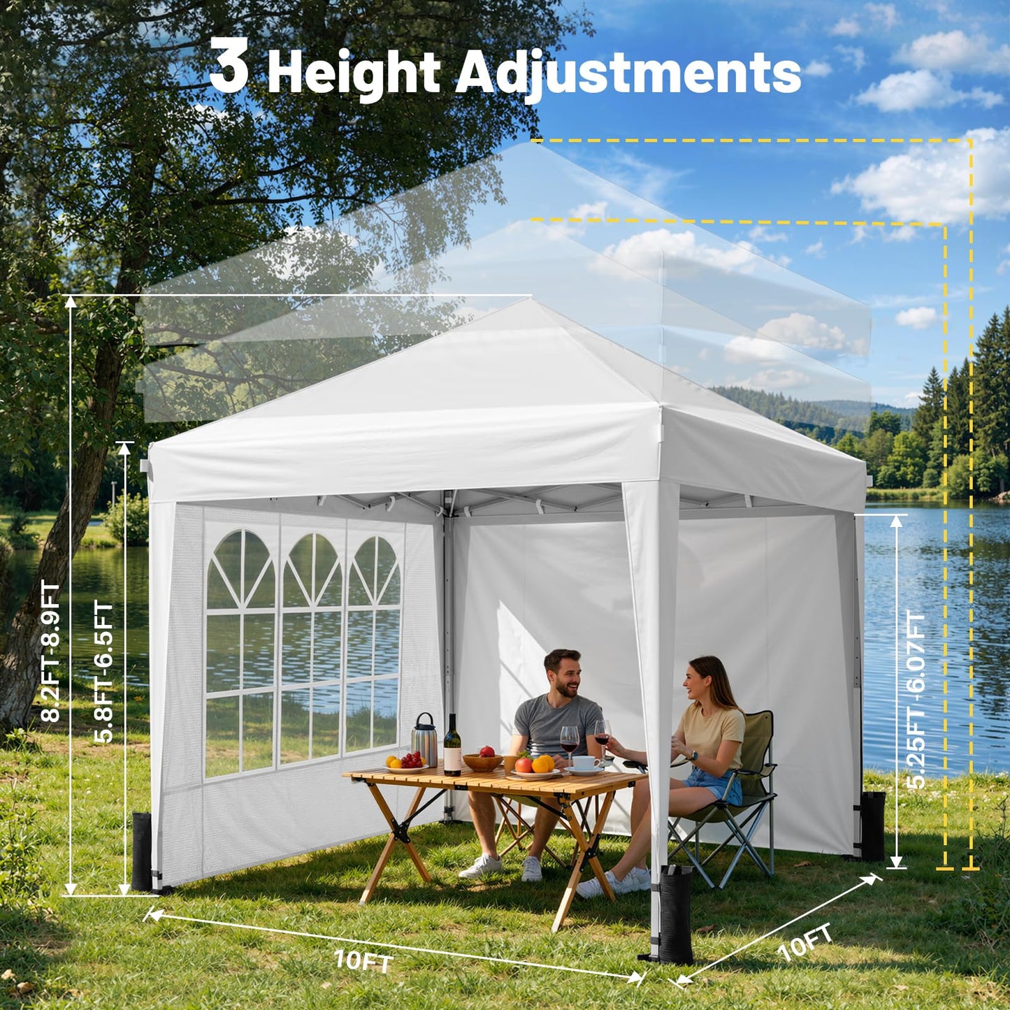 10x10 Pop-Up Canopy Tent with Sidewalls and Carry Bag