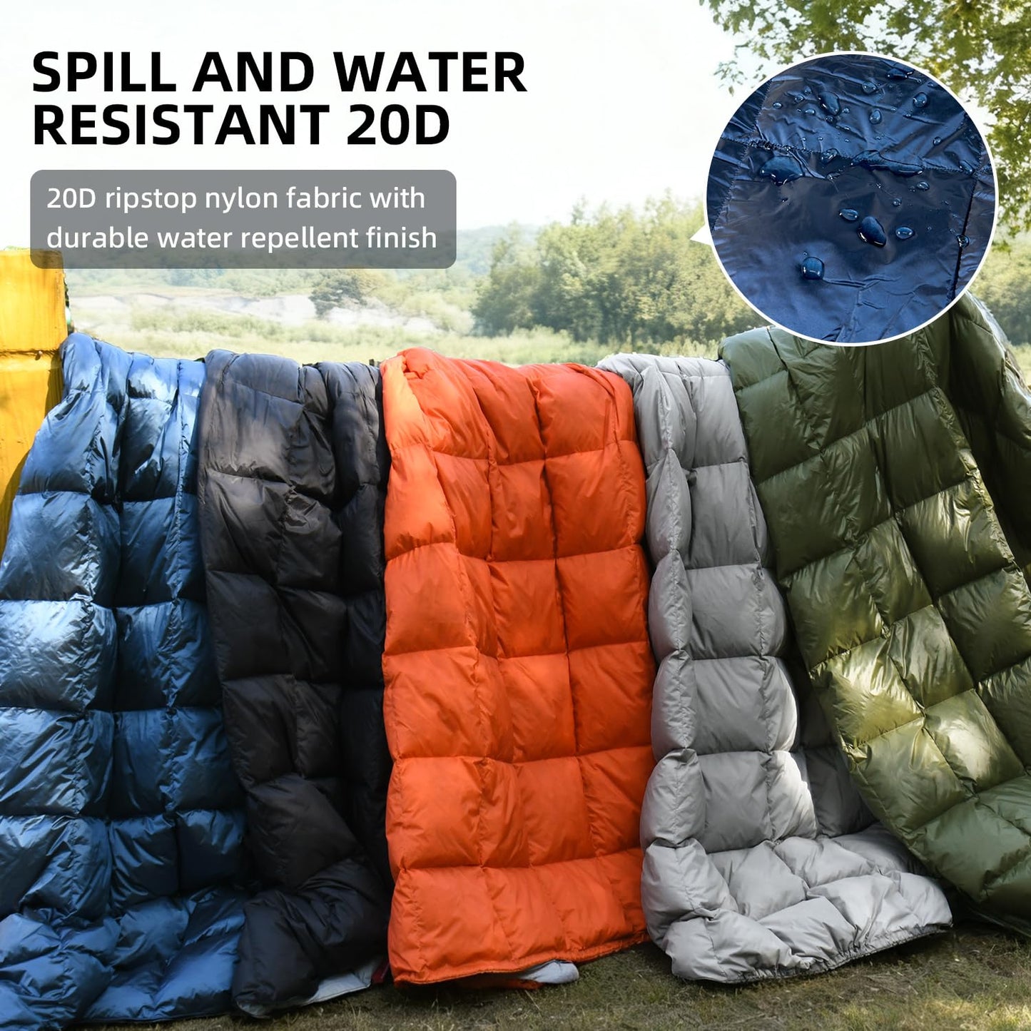 Lightweight Packable Down Camping Blanket and Travel Quilt
