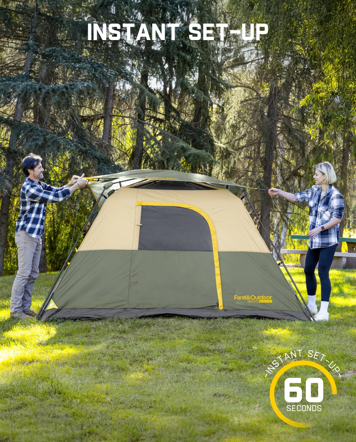 Instant Cabin Camping Tent with Rainfly and Carry Bag