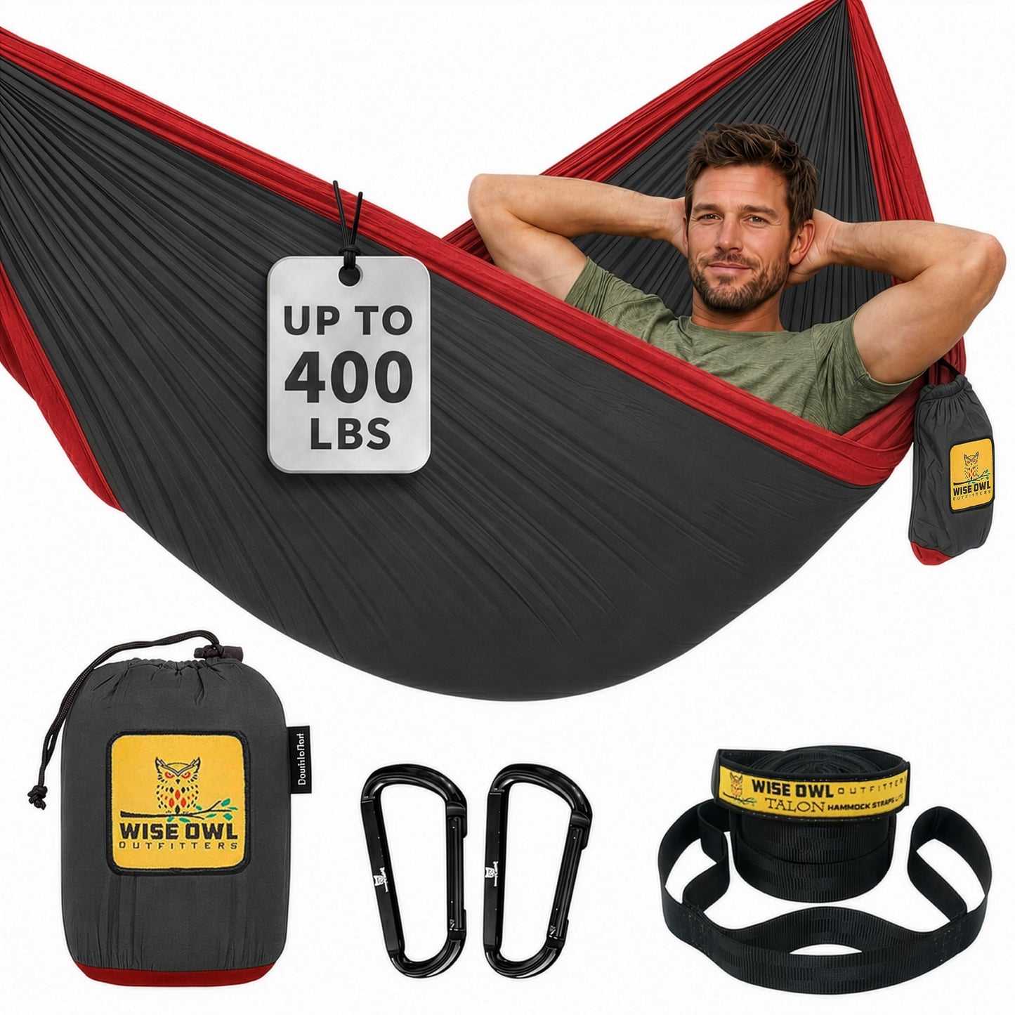 Portable Camping Hammock with Tree Straps
