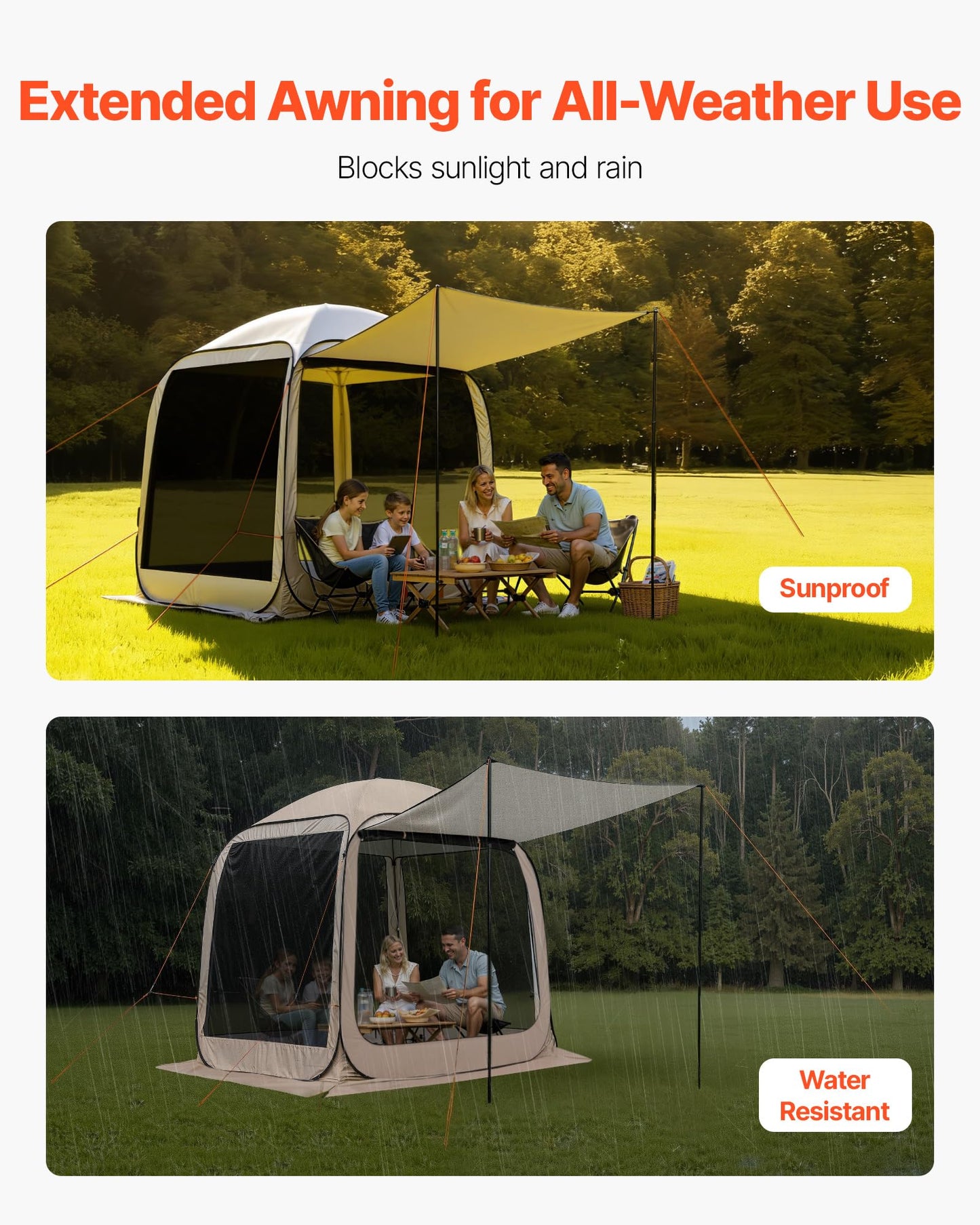 Portable Pop-Up Screen House Tent for 4–8 People