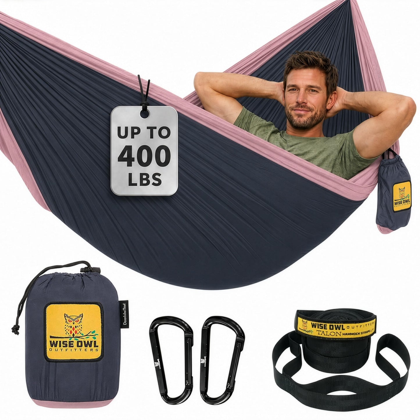 Portable Camping Hammock with Tree Straps