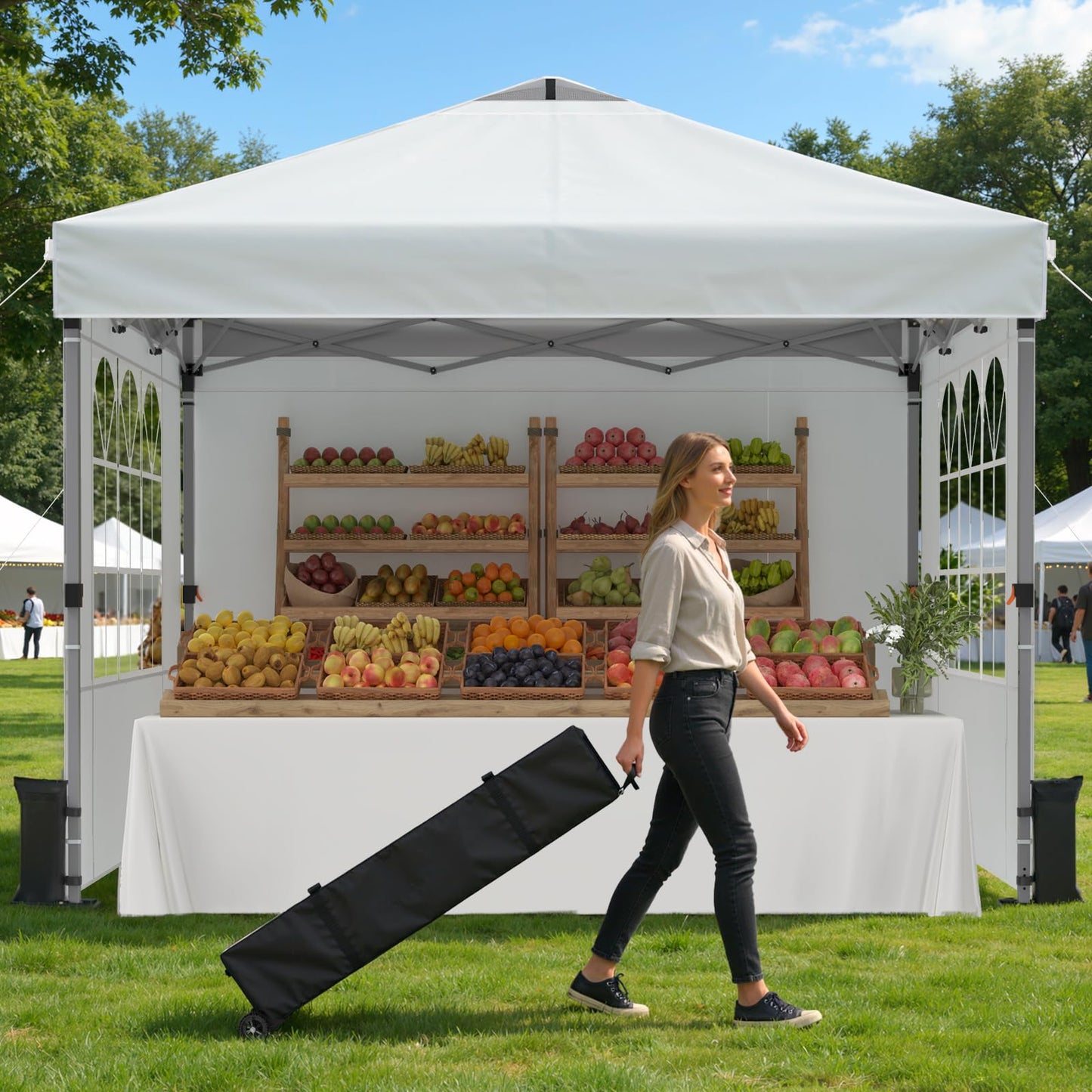 10x10 Pop-Up Canopy Tent with Silver-Coated Top for Camping & Events