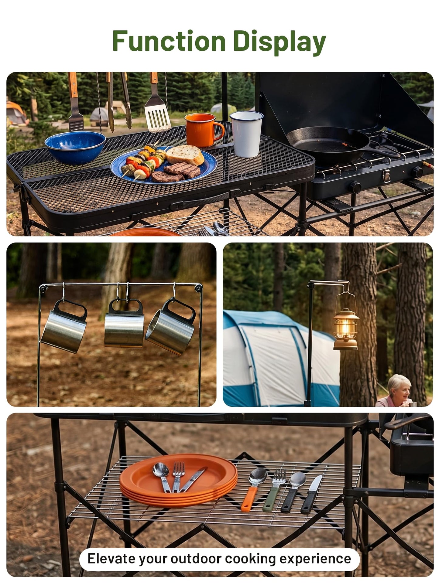 TIMBER RIDGE Portable Camping Kitchen Station, Folding Outdoor Grill Table