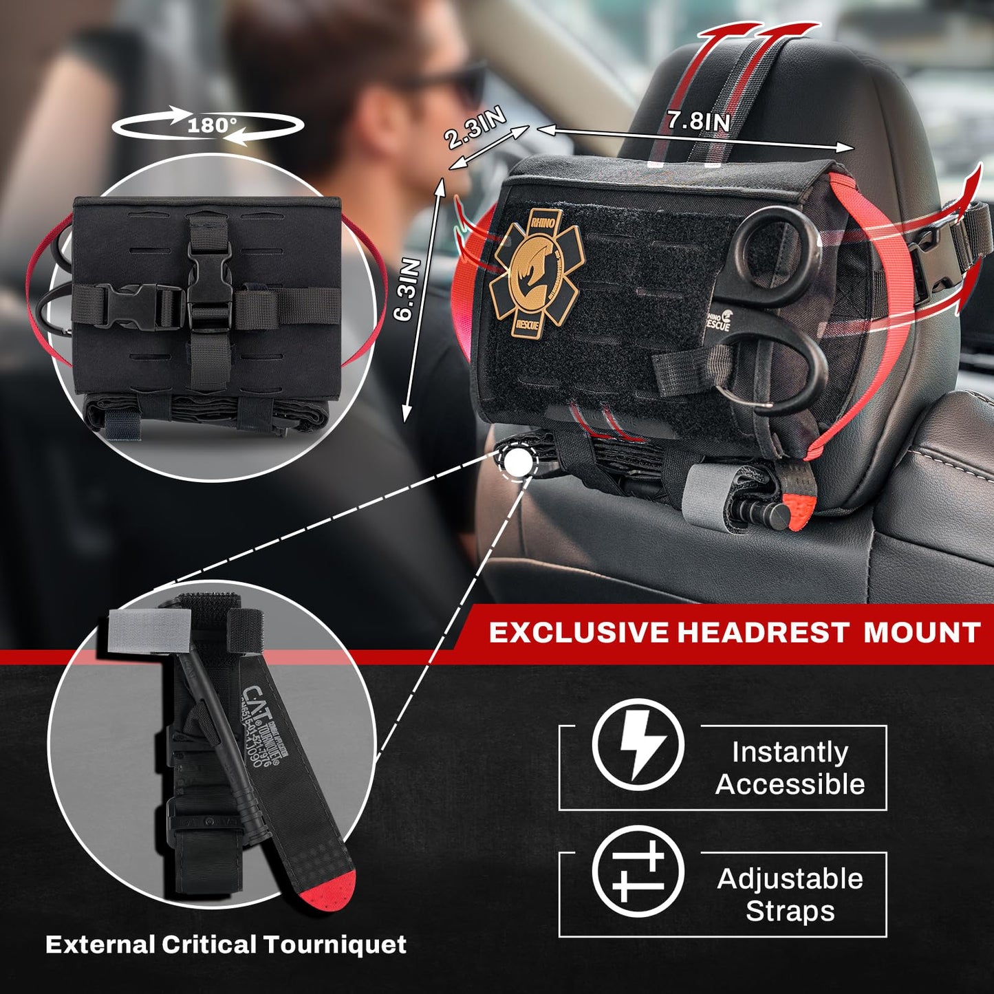 RHINO RESCUE Car Tactical IFAK Trauma Kit with C-A-T Tourniquet
