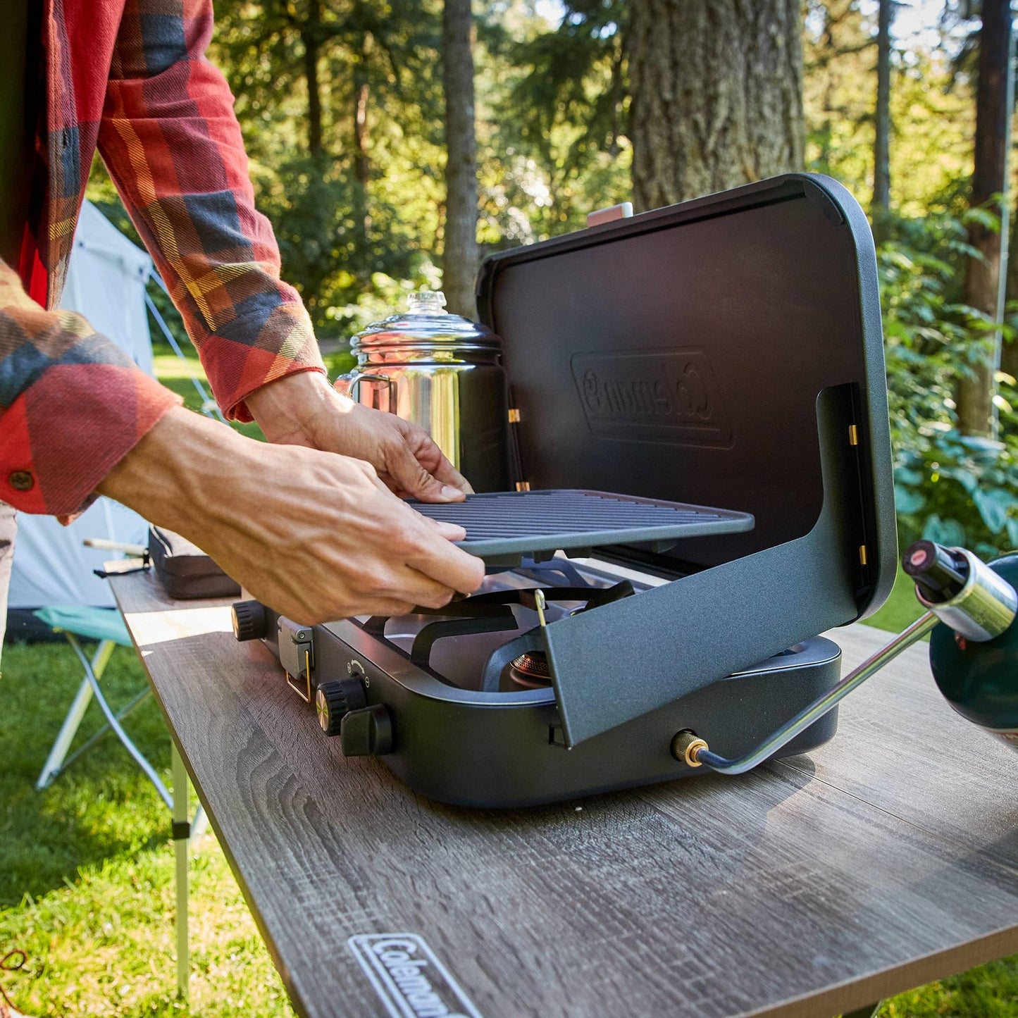 3-in-1 Propane Camping Stove with Grill and Griddle
