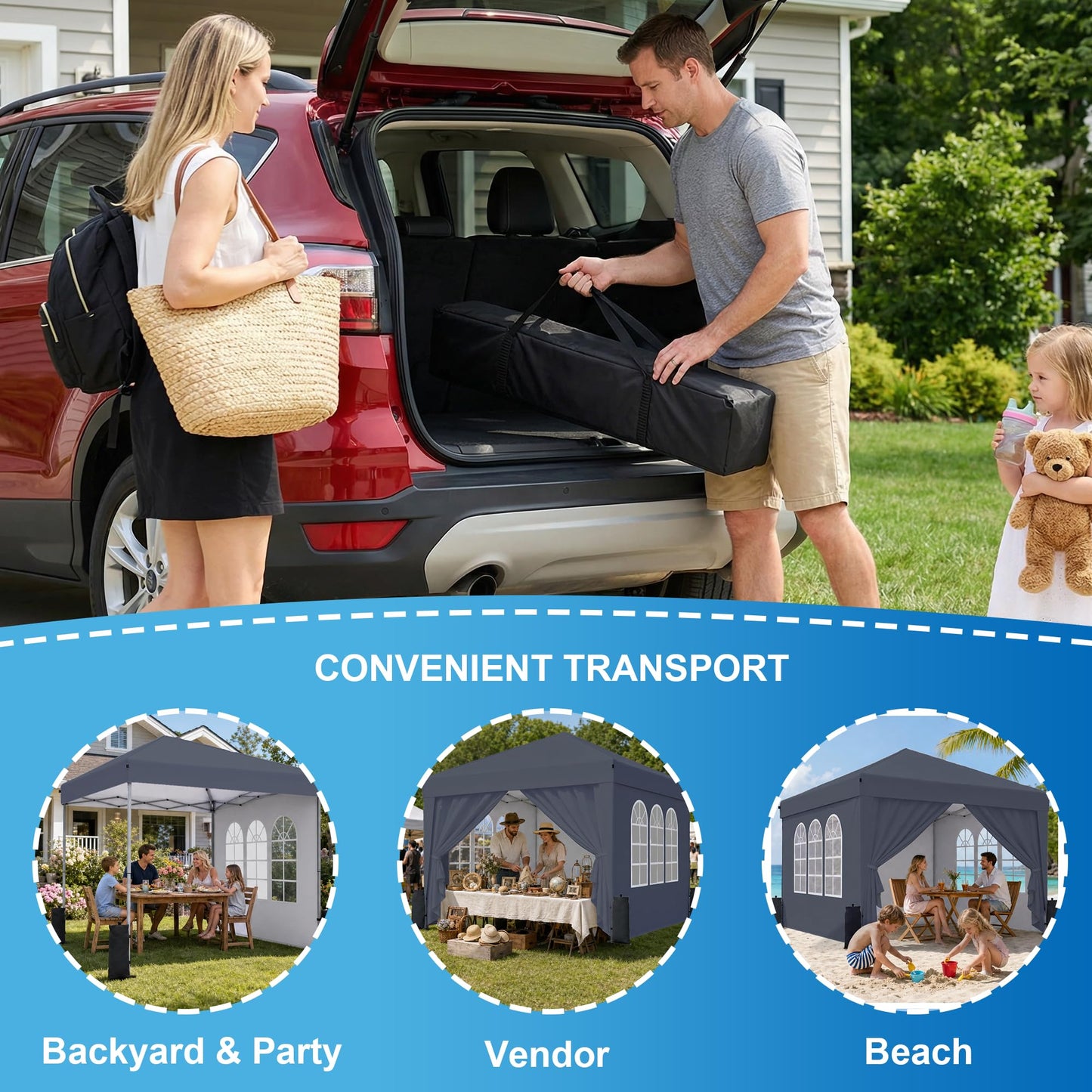 10x10 Pop-Up Canopy Tent with Sidewalls & Carry Bag
