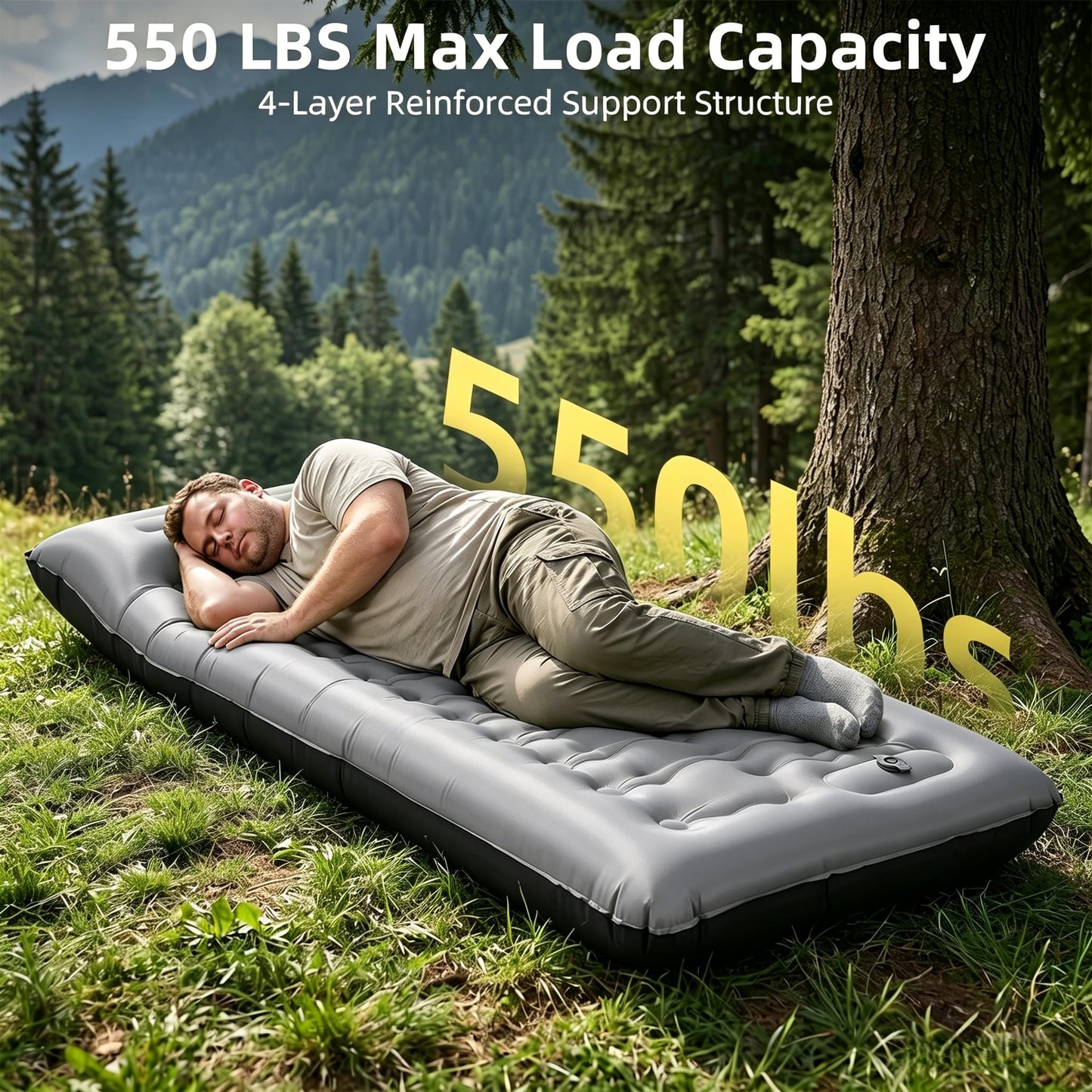 6-Inch Inflatable Sleeping Pad with Pillow and Foot Pump