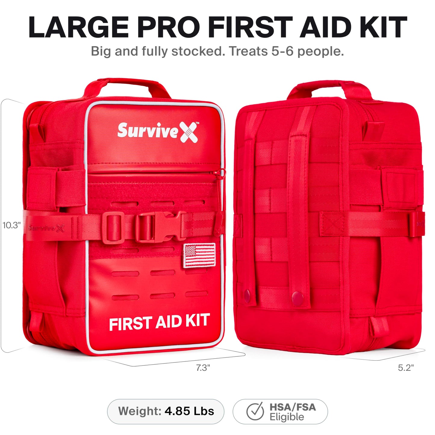 Large Emergency First Aid Kit with Wound Closure Strips