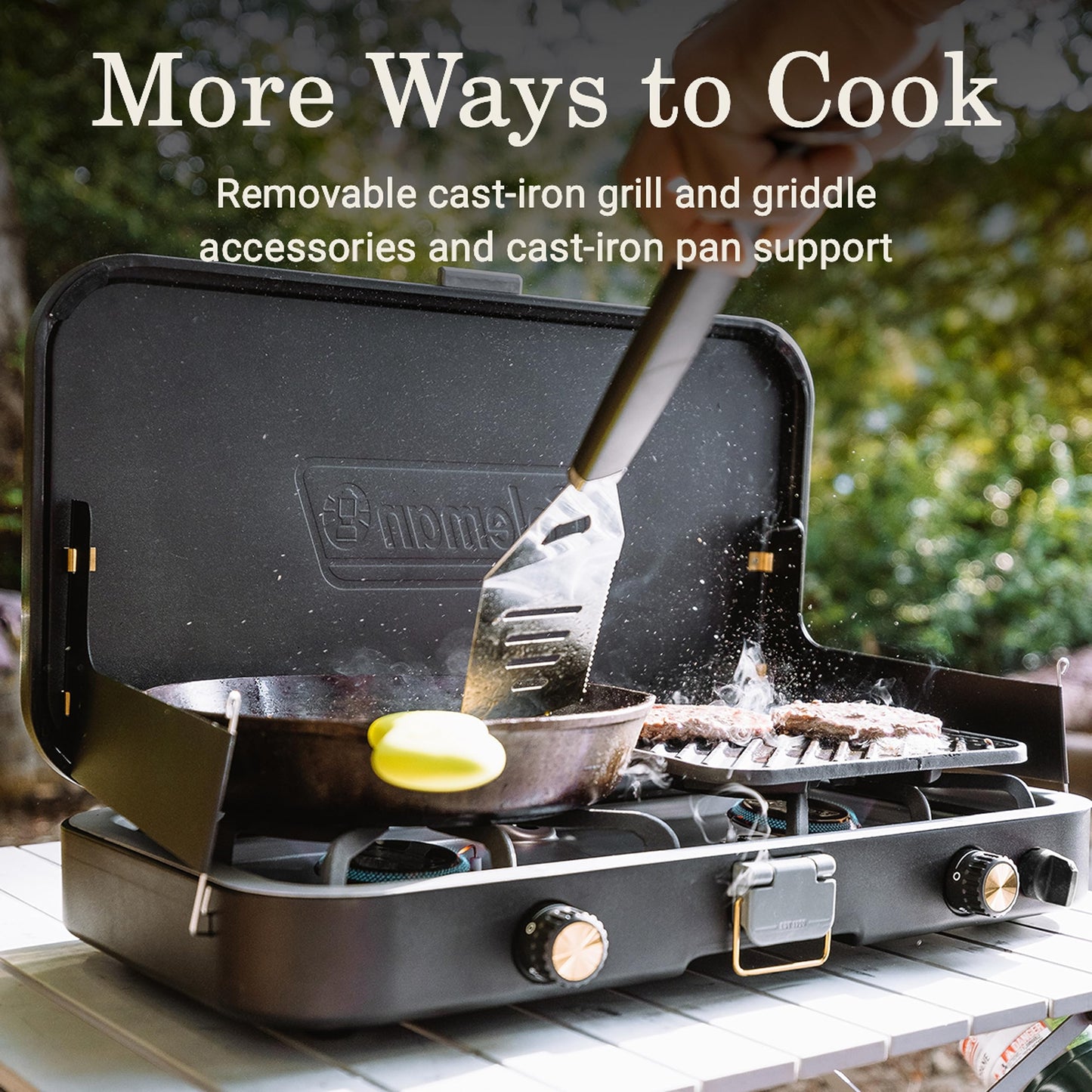 3-in-1 Propane Camping Stove with Grill and Griddle