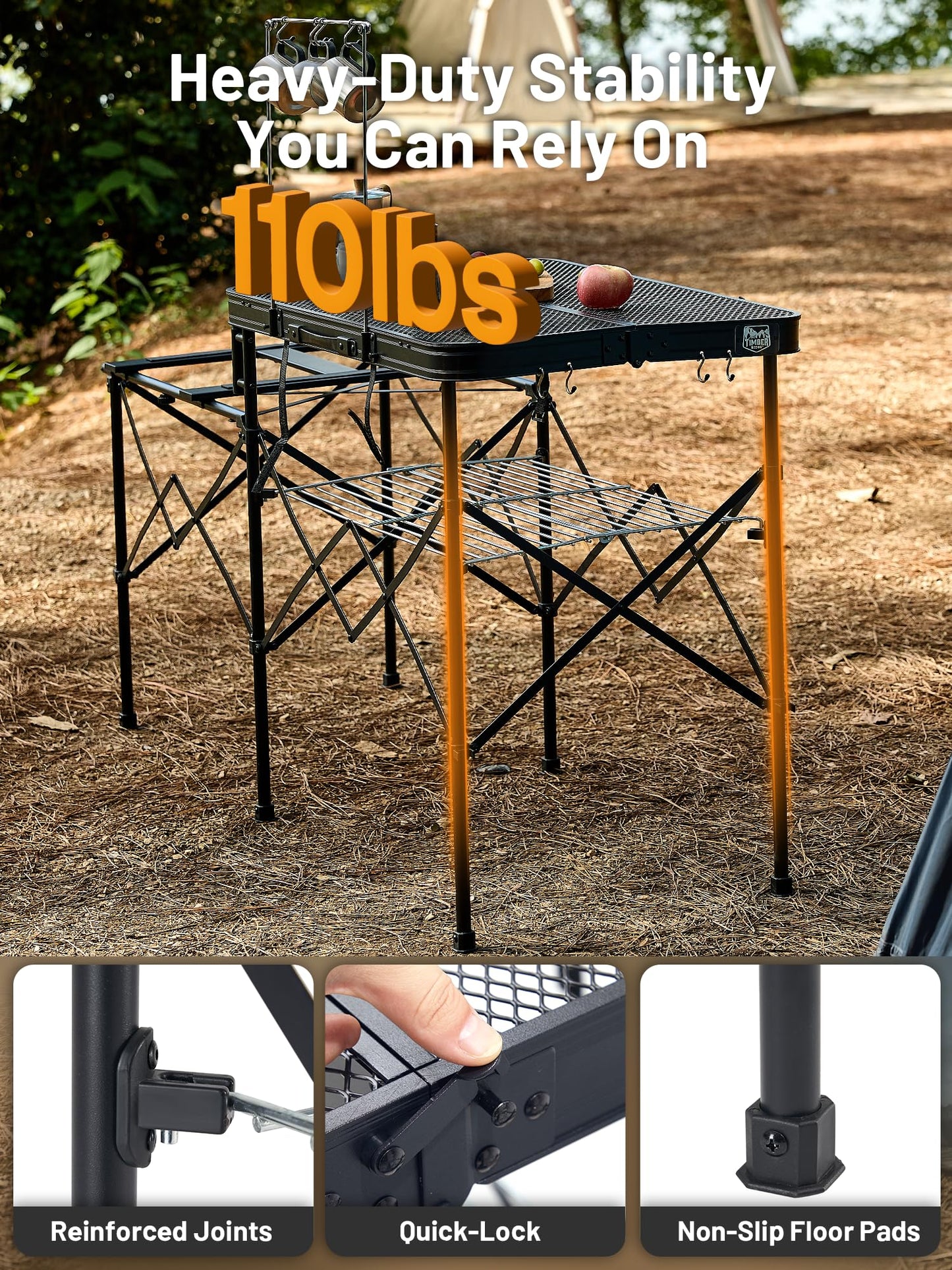 TIMBER RIDGE Portable Camping Kitchen Station, Folding Outdoor Grill Table